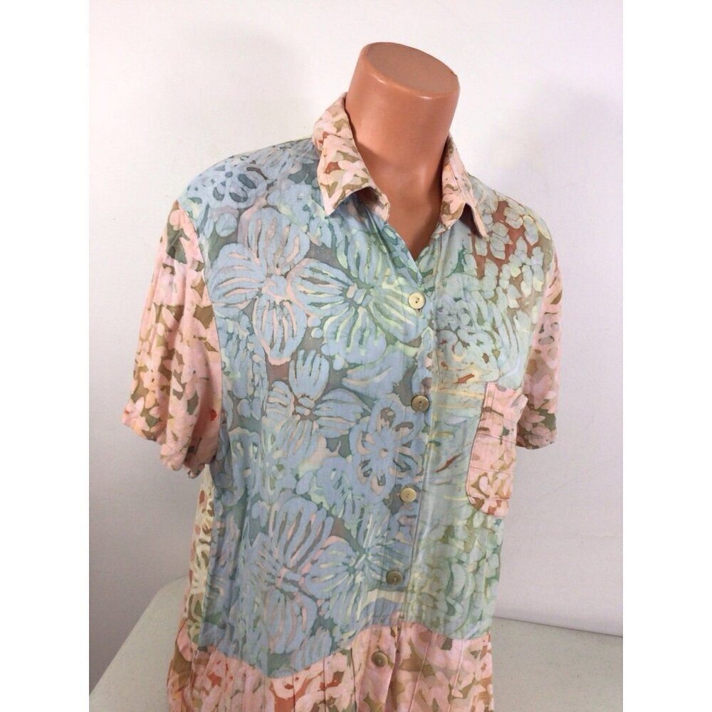 Winter Sun Floral Shirt Boho Lagenlook Womens Medium - Picture 6 of 6